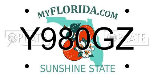 Y980GZ Florida License Plate
