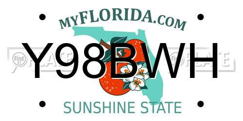 Y98BWH Florida License Plate
