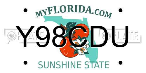 Y98CDU Florida License Plate