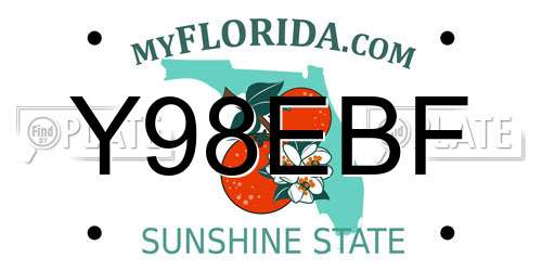 Y98EBF Florida License Plate