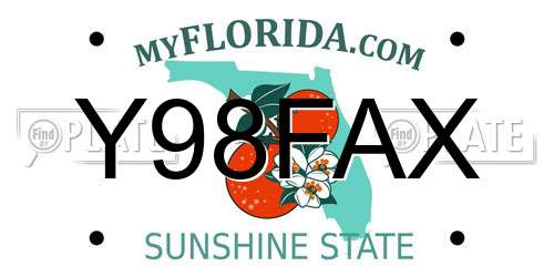 Y98FAX Florida License Plate