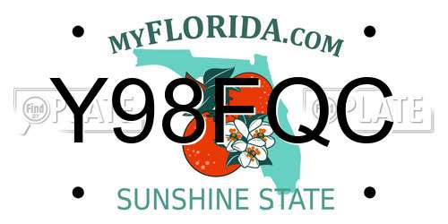 Y98FQC Florida License Plate