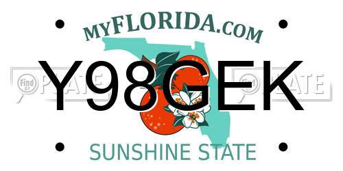 Y98GEK Florida License Plate