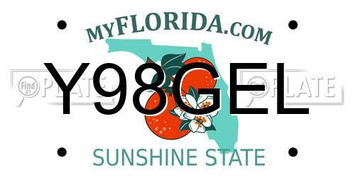 Y98GEL Florida License Plate