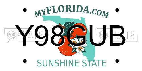 Y98GUB Florida License Plate