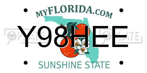 Y98HEE Florida License Plate