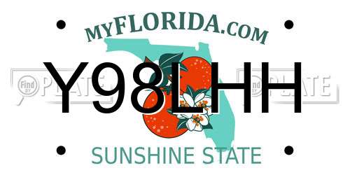 Y98LHH Florida License Plate
