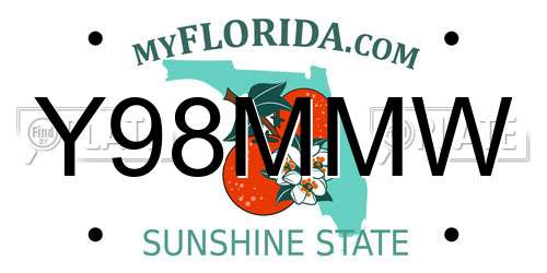 Y98MMW Florida License Plate