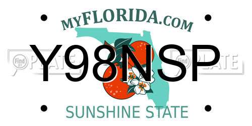 Y98NSP Florida License Plate
