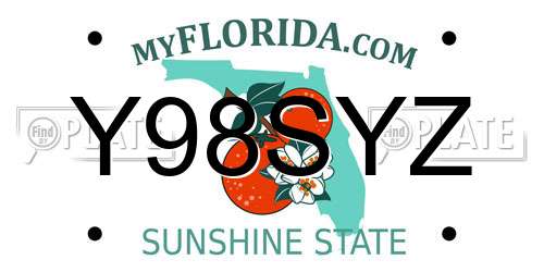 Y98SYZ Florida License Plate