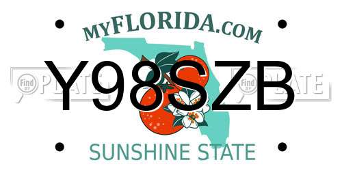 Y98SZB Florida License Plate