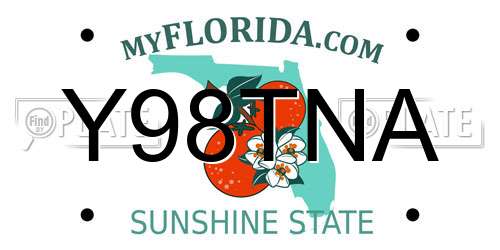 Y98TNA Florida License Plate