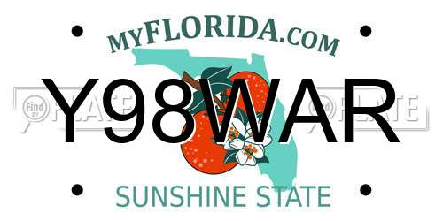 Y98WAR Florida License Plate