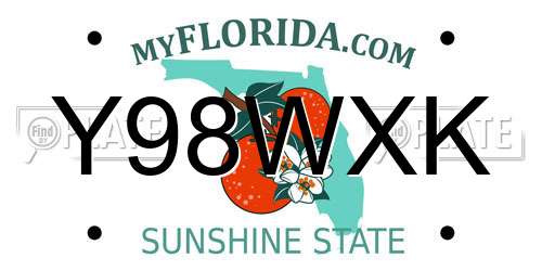 Y98WXK Florida License Plate