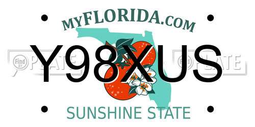 Y98XUS Florida License Plate