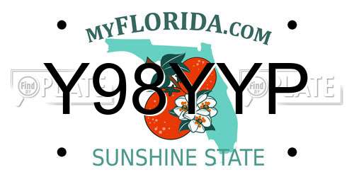 Y98YYP Florida License Plate