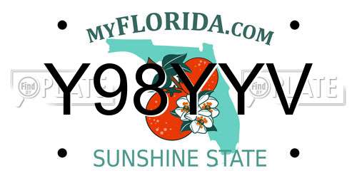 Y98YYV Florida License Plate