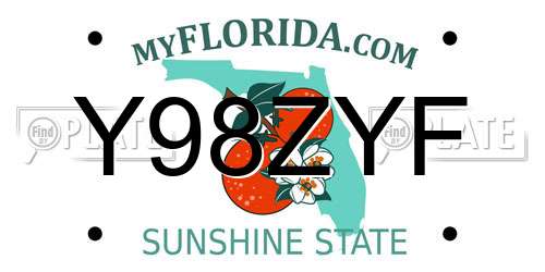 Y98ZYF Florida License Plate