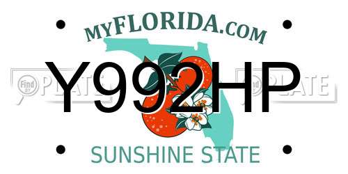 Y992HP Florida License Plate