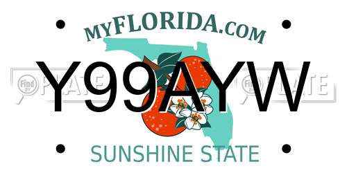 Y99AYW Florida License Plate