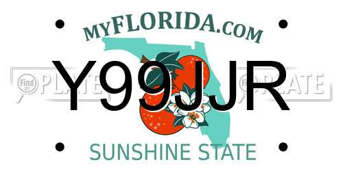 Y99JJR Florida License Plate