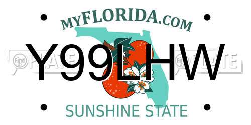 Y99LHW Florida License Plate