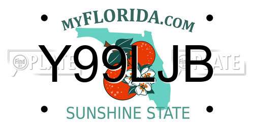 Y99LJB Florida License Plate