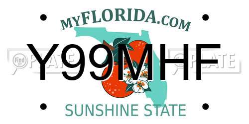 Y99MHF Florida License Plate