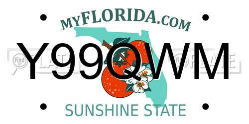 Y99QWM Florida License Plate