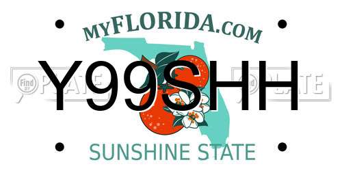 Y99SHH Florida License Plate