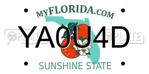 YA0U4D Florida License Plate