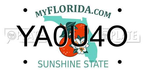 YA0U4O Florida License Plate