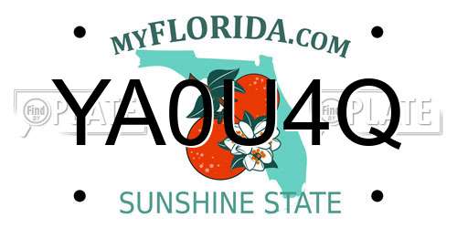 YA0U4Q Florida License Plate