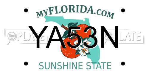 YA53N Florida License Plate
