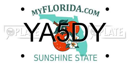 YA5DY Florida License Plate
