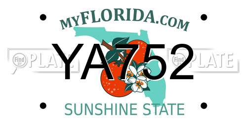 YA752 Florida License Plate