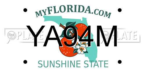 YA94M Florida License Plate