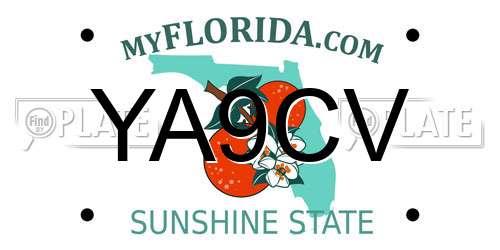 YA9CV Florida License Plate
