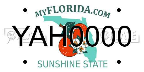 YAH0000 Florida License Plate
