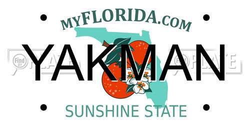 YAKMAN Florida License Plate