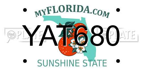 YAT680 Florida License Plate