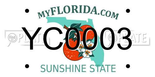 YC0003 Florida License Plate