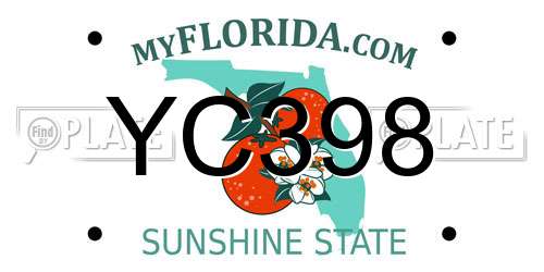 YC398 Florida License Plate