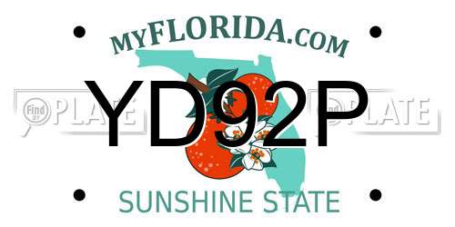 YD92P Florida License Plate