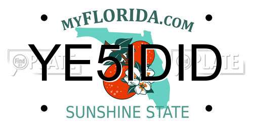 YE5IDID Florida License Plate