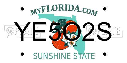 YE5O2S Florida License Plate