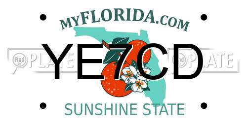 YE7CD Florida License Plate