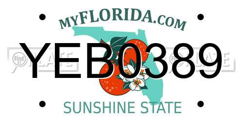 YEB0389 Florida License Plate