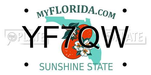 YF7QW Florida License Plate