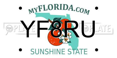YF8RU Florida License Plate